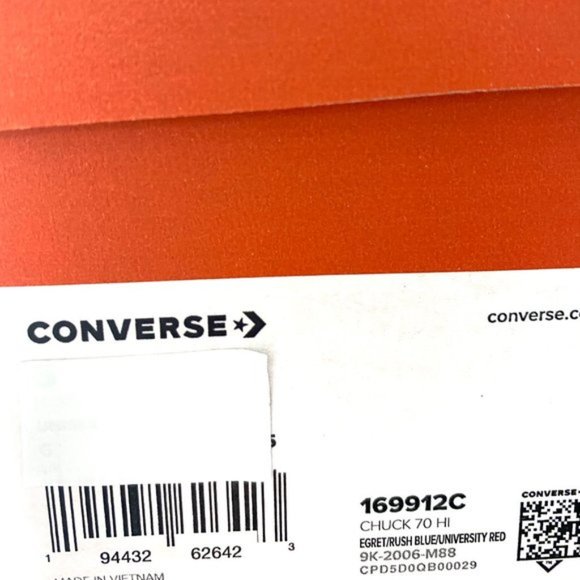 💖MEGA SALE💖Converse CHUCK 70 High Top Canvas White Blue Red Women's 169912C - Picture 3 of 11